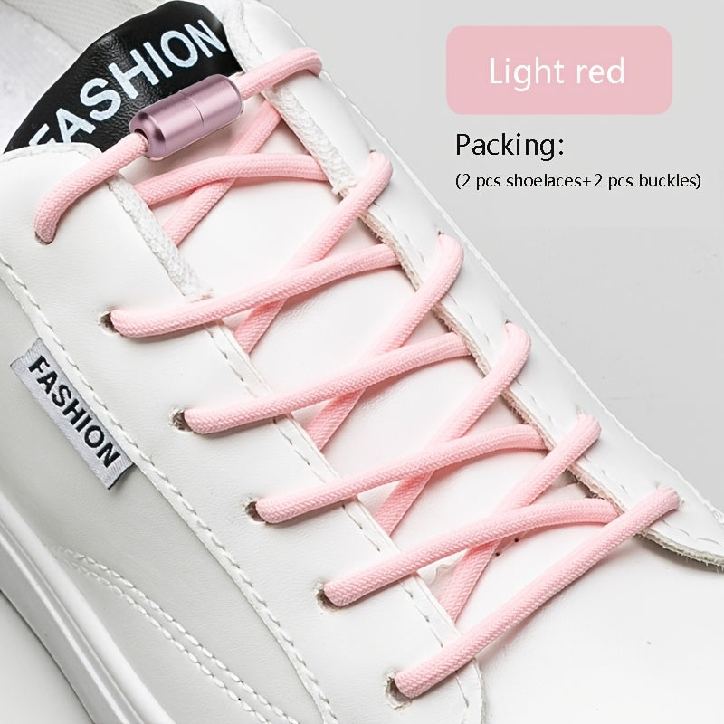 2PCS No-Tie Elastic Shoelaces for Sneakers and Boots Soft Acetate Fiber
