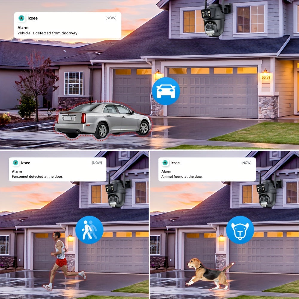 4K 8MP WiFi Security Camera with Human Detection Auto Tracking PTZ Night Vision Dual Lens Indoor Outdoor