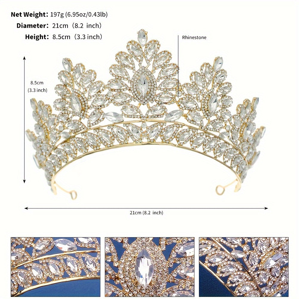 Rhinestone Alloy Tiara for Women Girls Party Prom Bridal Crown Head Accessory