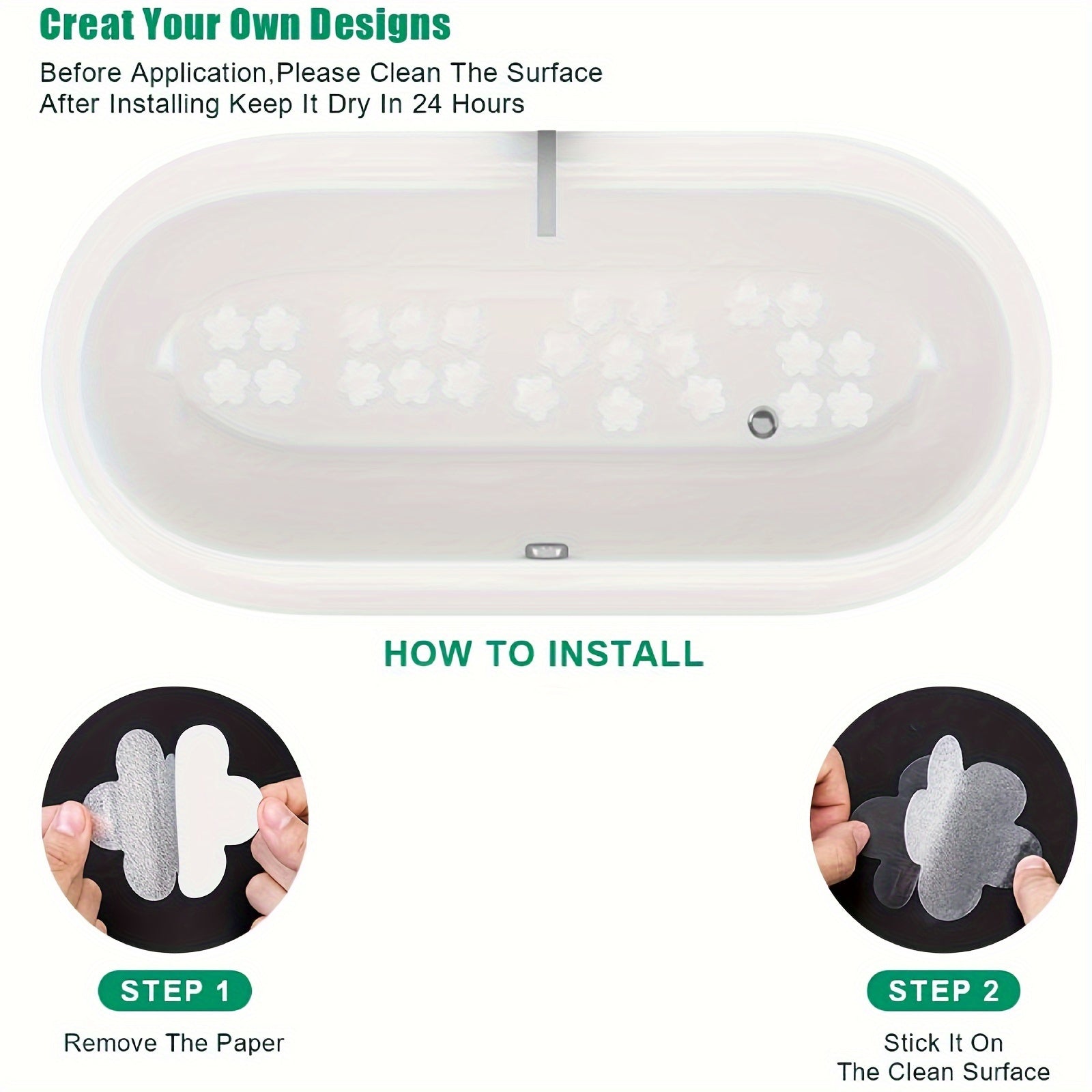 Set of 6 Non-Slip Bathroom Stickers for Tub and Shower Grip, Easy to Apply