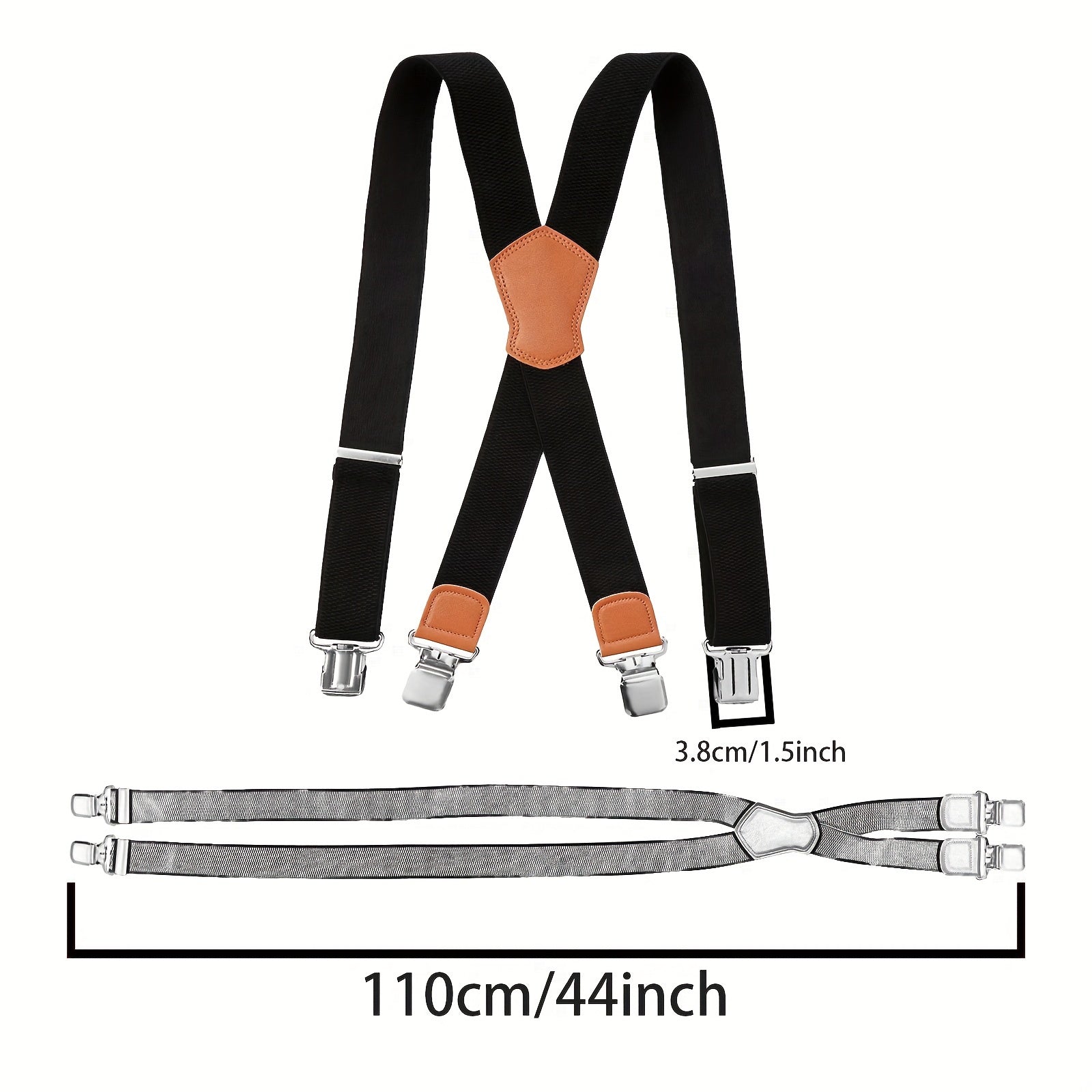 Men's Suspenders Elastic Polyester with Metal Clips Adjustable 1.5 Inch Wide