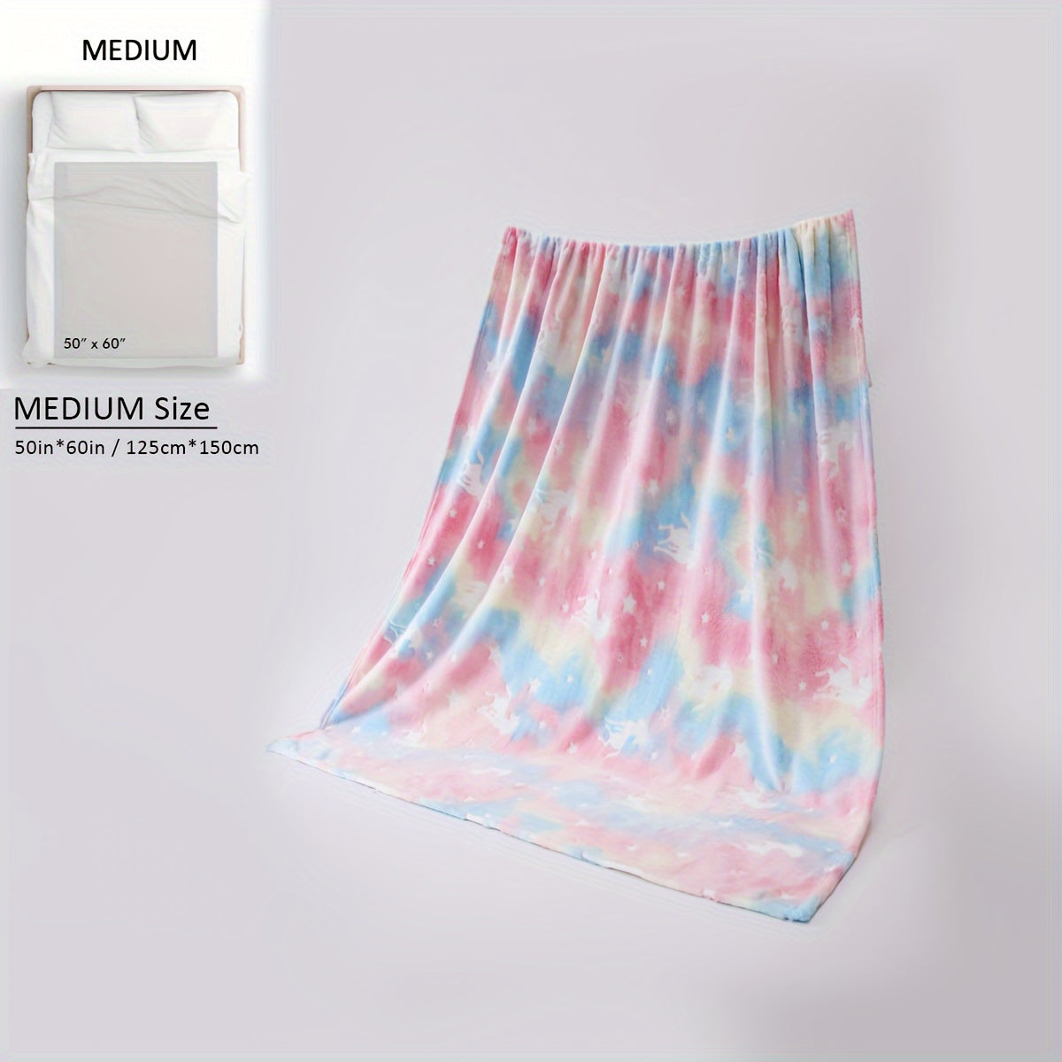 Glow in the Dark Flannel Fleece Blanket with Christmas Tree Print Cozy All-Season Home Decor