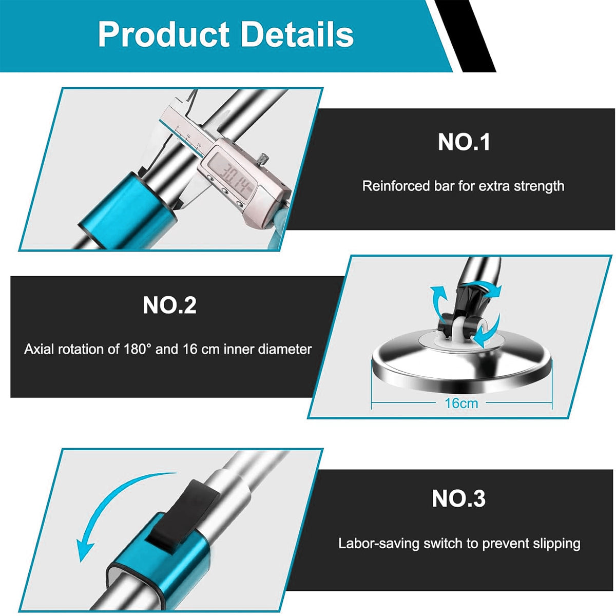 Moslashuvchan Spin Mop tutqich to'plami mikrotozalash bilan, zanglamaydigan po'lat panjara bilan