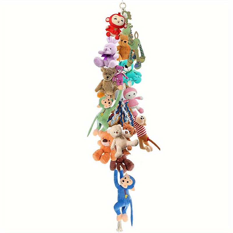 Toy Storage Organizer with 20 Metal Clips Hanging Chain for Plush Toys Hats Socks and Holiday Cards