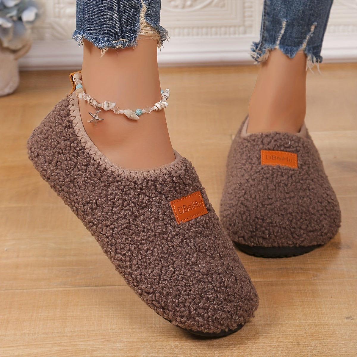 Zapatillas antideslizantes para interior y exterior, de suela gruesa y color sólido para pareja