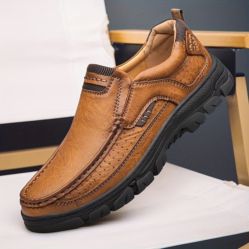 Men's Slip On Loafer Shoes Durable Non-Slip Casual Outdoor Rubber PU All-Season