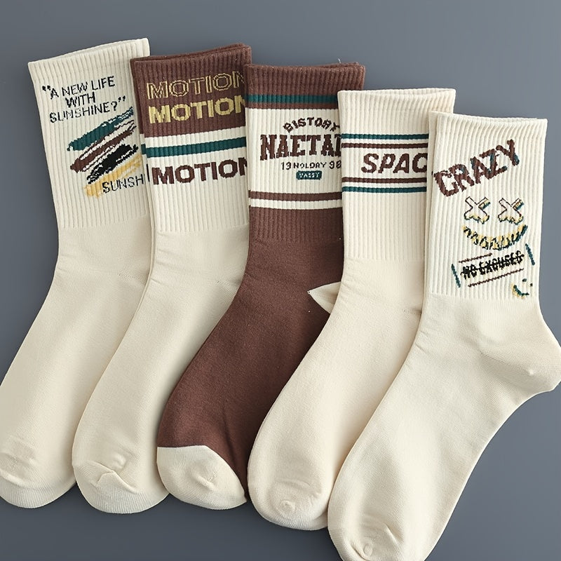 Men's Crew Socks 8 Pairs Retro Style Breathable Comfortable All Seasons