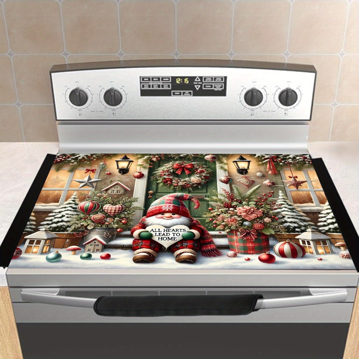 Festive Waterproof Anti-Slip Stove Cover for Electric Glass Cooktops