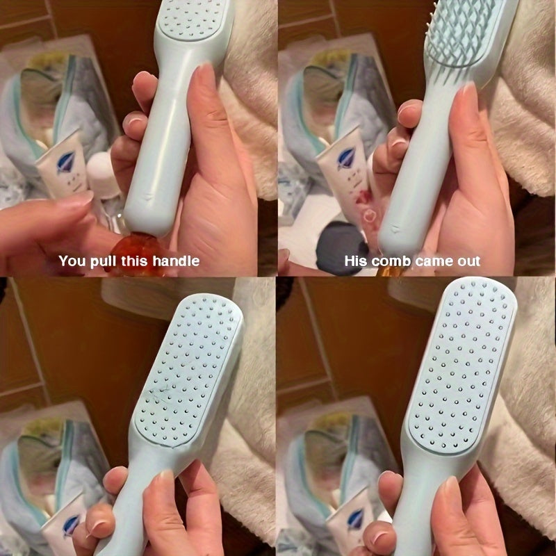 Волшебный самочистящийся расческа, портативная выдвижная антистатическая расческа для всех типов волос, пластиковые щетинки и ручка, идеальна для дома и путешествий.
