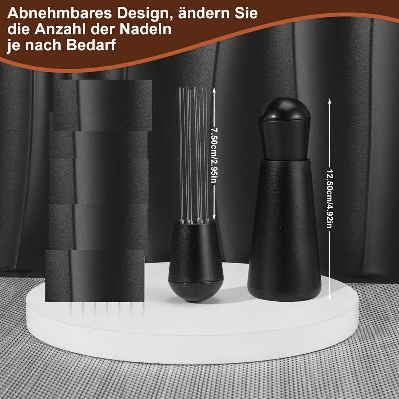 Moslashuvchan zanglamaydigan po'latdan yasalgan espresso qahva tamperi ignli taqsimlagich, qulay tutqich bilan