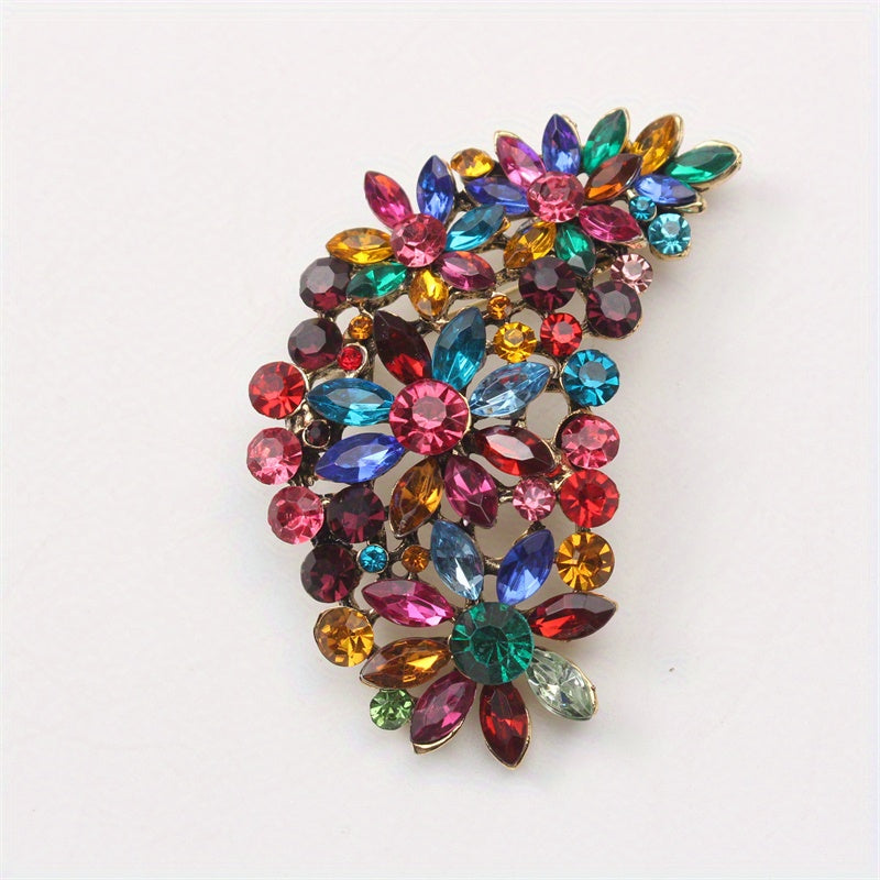 Women’s Feather Brooch with Rhinestones Enamel Flower Pin Jewelry Accessory