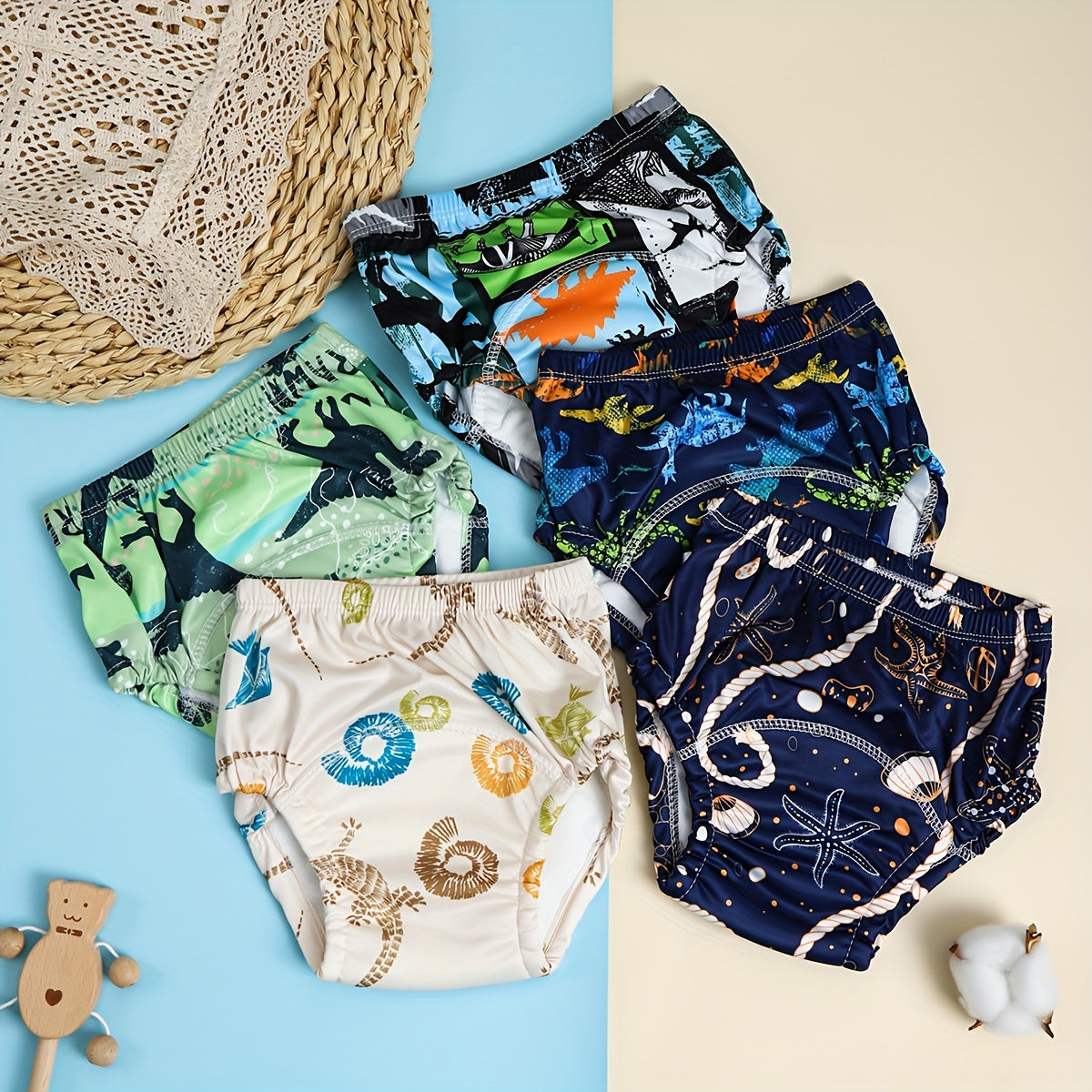 Bola va qizlar uchun 0-3 yoshda 3 yoki 5 ta Potty Training Pants to'plami, paxta, nafas oladigan, qayta ishlatiladigan