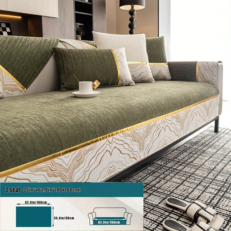 Chenille Sofa Cover for All Seasons Pet-Friendly Non-Slip Fits 1-4 Seater L-Shaped Contemporary