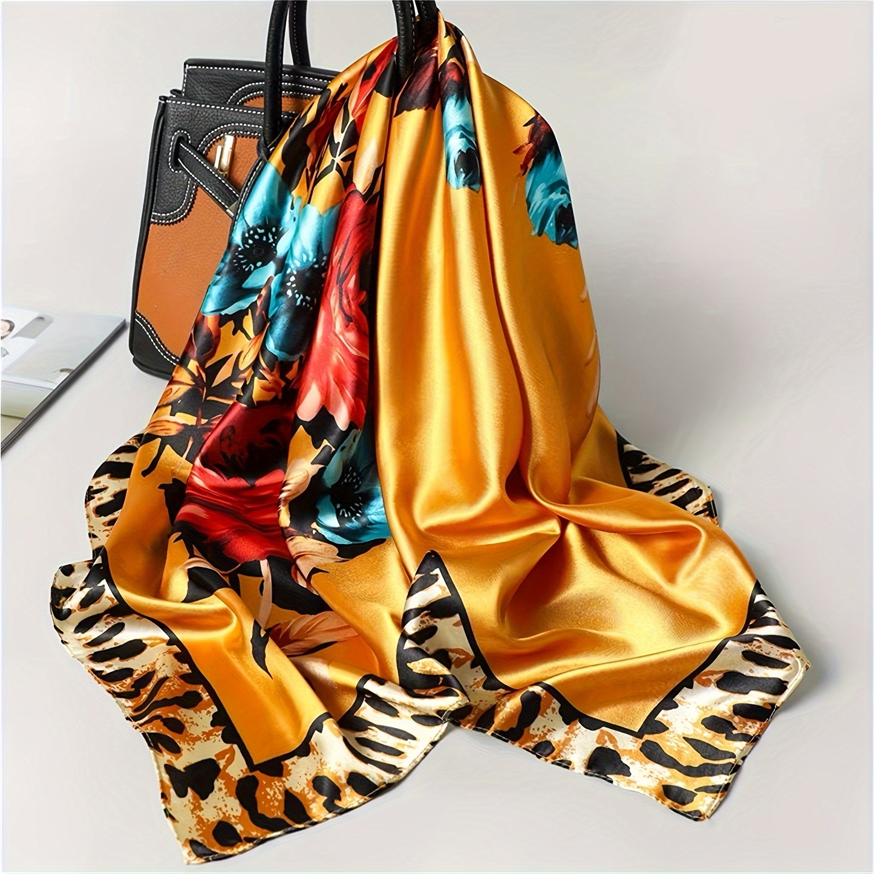 Women’s 35.43 Inch Polyester Headscarf Square Towel for All Seasons and Outdoor Travel