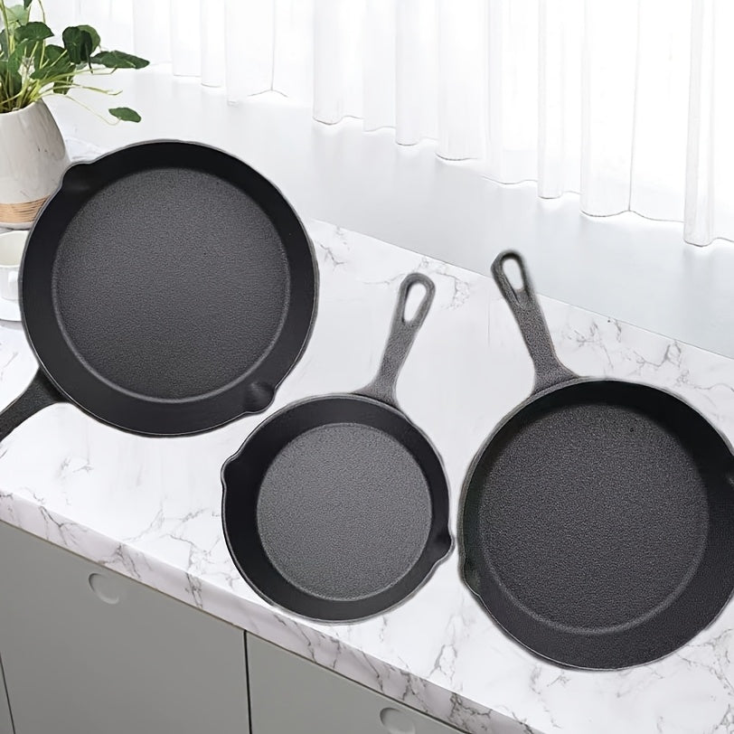 3 ta to'plam qattiq temirli skiletlar, dumaloq Teppanyaki grill panlari, yopishmaydigan tekis tagli qozonlar