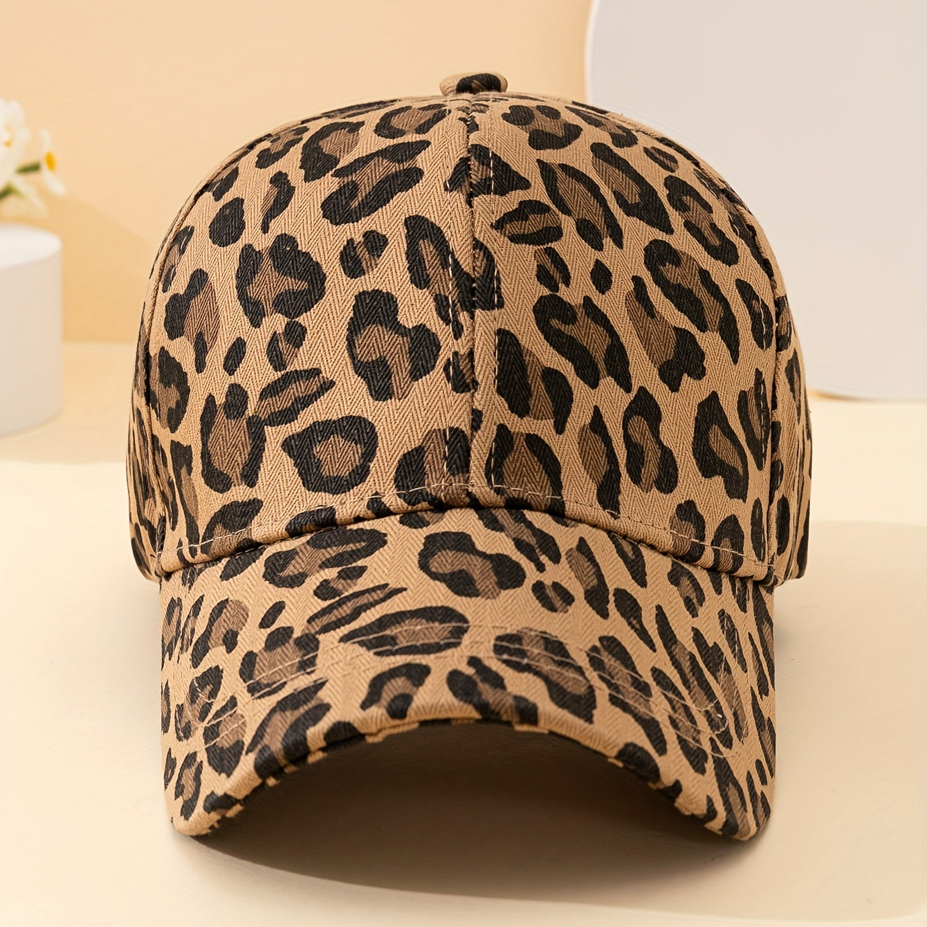 Leopard Print Corduroy Baseball Cap Sunshade Breathable Warm for Autumn Winter