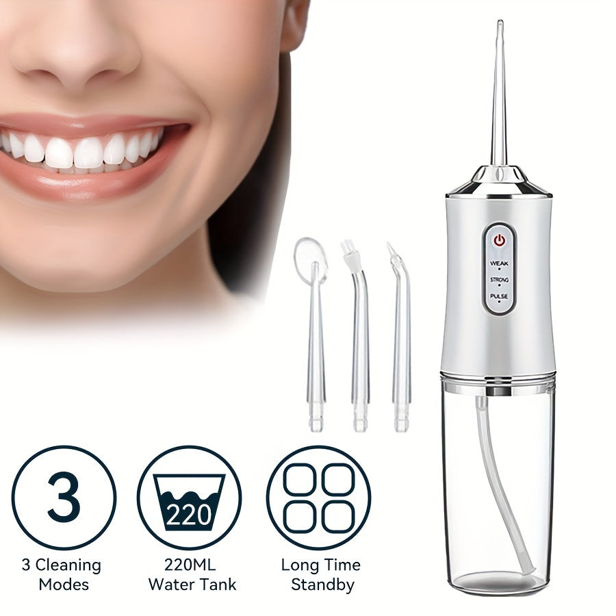 Portable Cordless Water Flosser for Teeth Cleaning with 3 Modes and 4 Nozzles