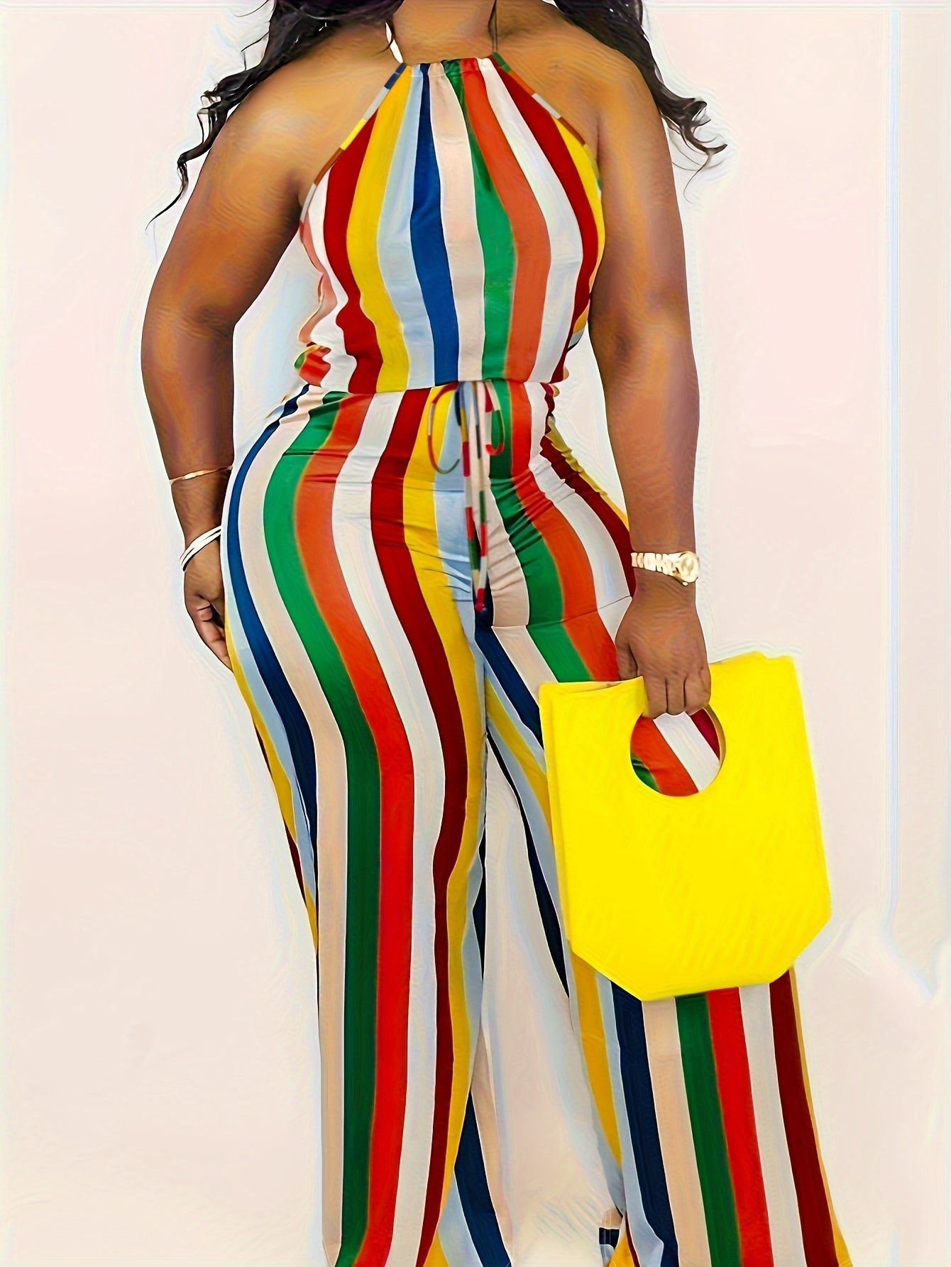 Women Colorful Striped Comfortable Plus Size Leggings