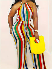 Ayollar uchun rang-barang chiziqli qulay plus o'lchamli legginslar