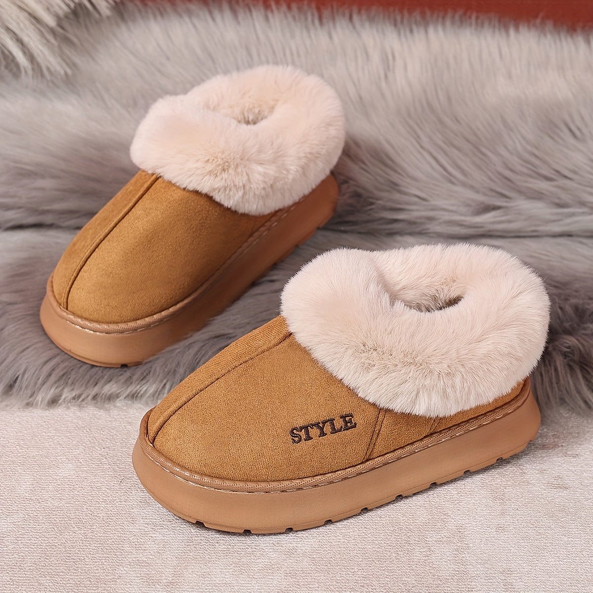 Women's Autumn Winter Thick-Soled Warm Anti-Slip Shoes for Home Office Travel