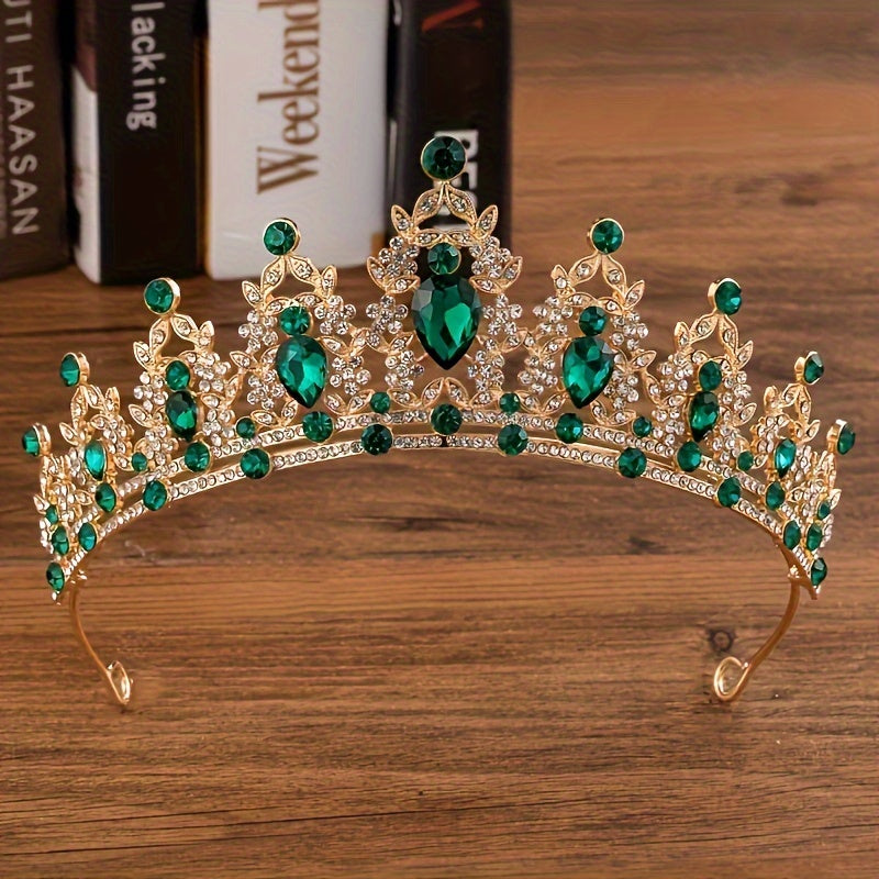 Vintage kumush tiara rhinestones bilan to'y, nikoh, kecha va festival uchun bosh kiyim