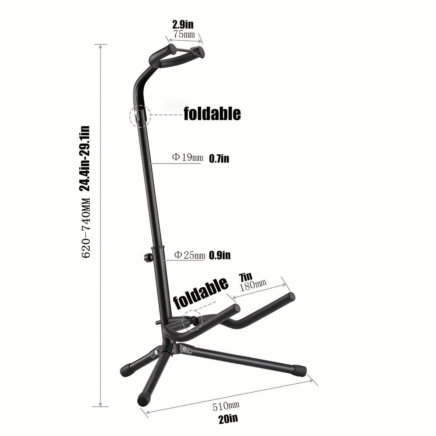 Foldable Vertical Guitar Stand with X-Shaped Base for Acoustic and Electric Guitars