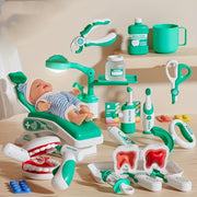 Kids Dentist Playset 17-Piece Green Pretend Doctor Toy Kit for Ages 3-5
