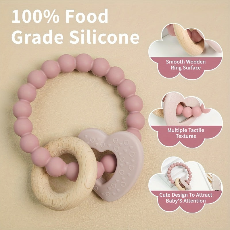 Baby Teething Toy Dusty Rose BPA-Free Silicone for Infants 0-24 Months
