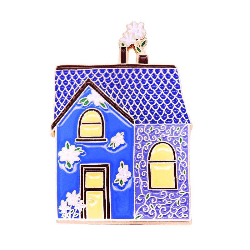 Broche de esmalte con flores azules para ropa, sombreros, bolsos, regalo vintage, accesorio elegante