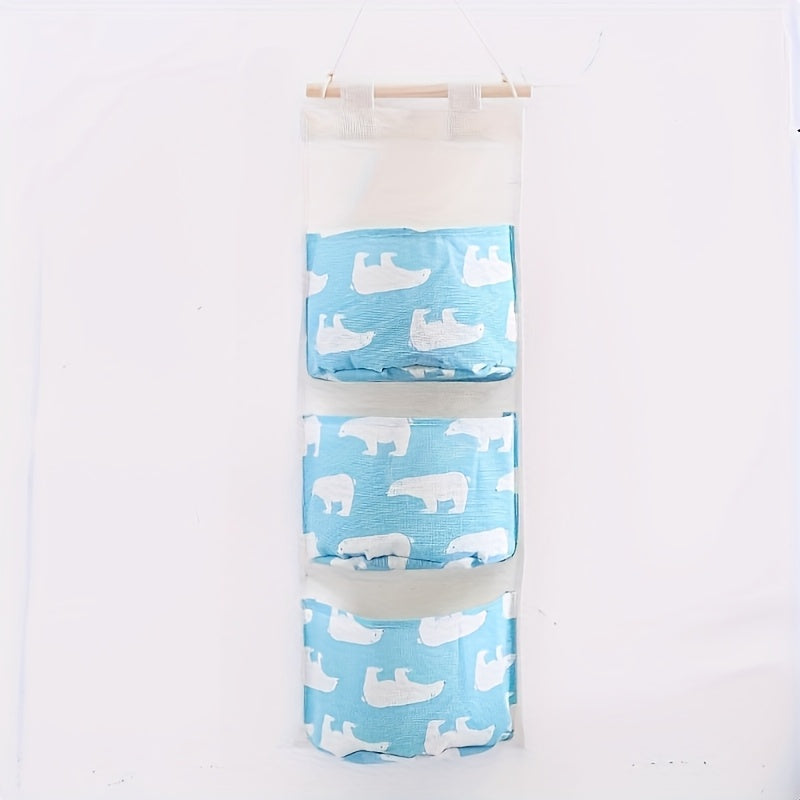 Multi-Purpose Wall Storage Bag with Three Large Pockets Hanging Organizer for Closet Bedroom Bathroom
