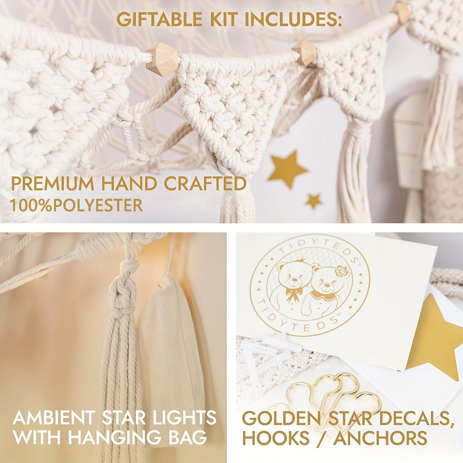 Macrame Stuffed Animal Storage Net for Nursery Decor Kids Toy Organizer