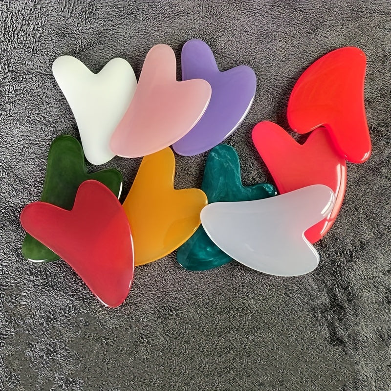 Unisex Beeswax Heart-Shaped Gua Sha Scraper Facial Eye Massage Tool Vibrant Color