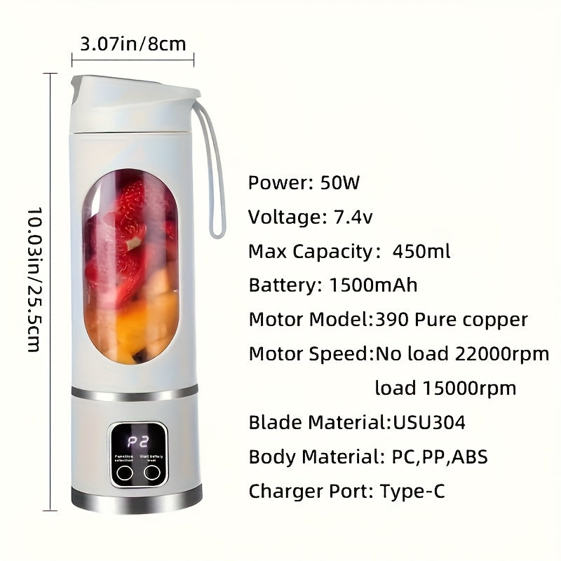 Portable USB Rechargeable 7.4V Blender for Smoothies and Juices