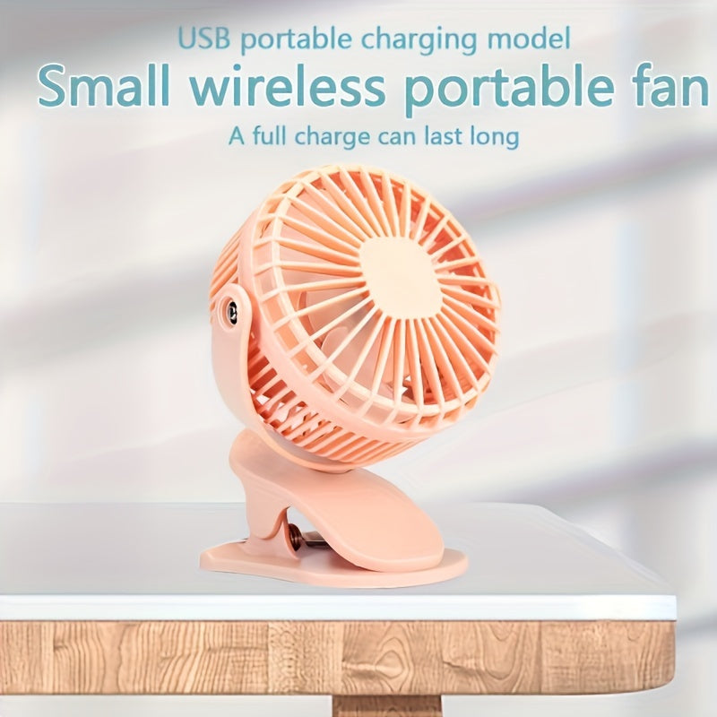 Mini Clip-On Fan Portable USB Rechargeable Quiet Stroller Desk Dorm Outdoor