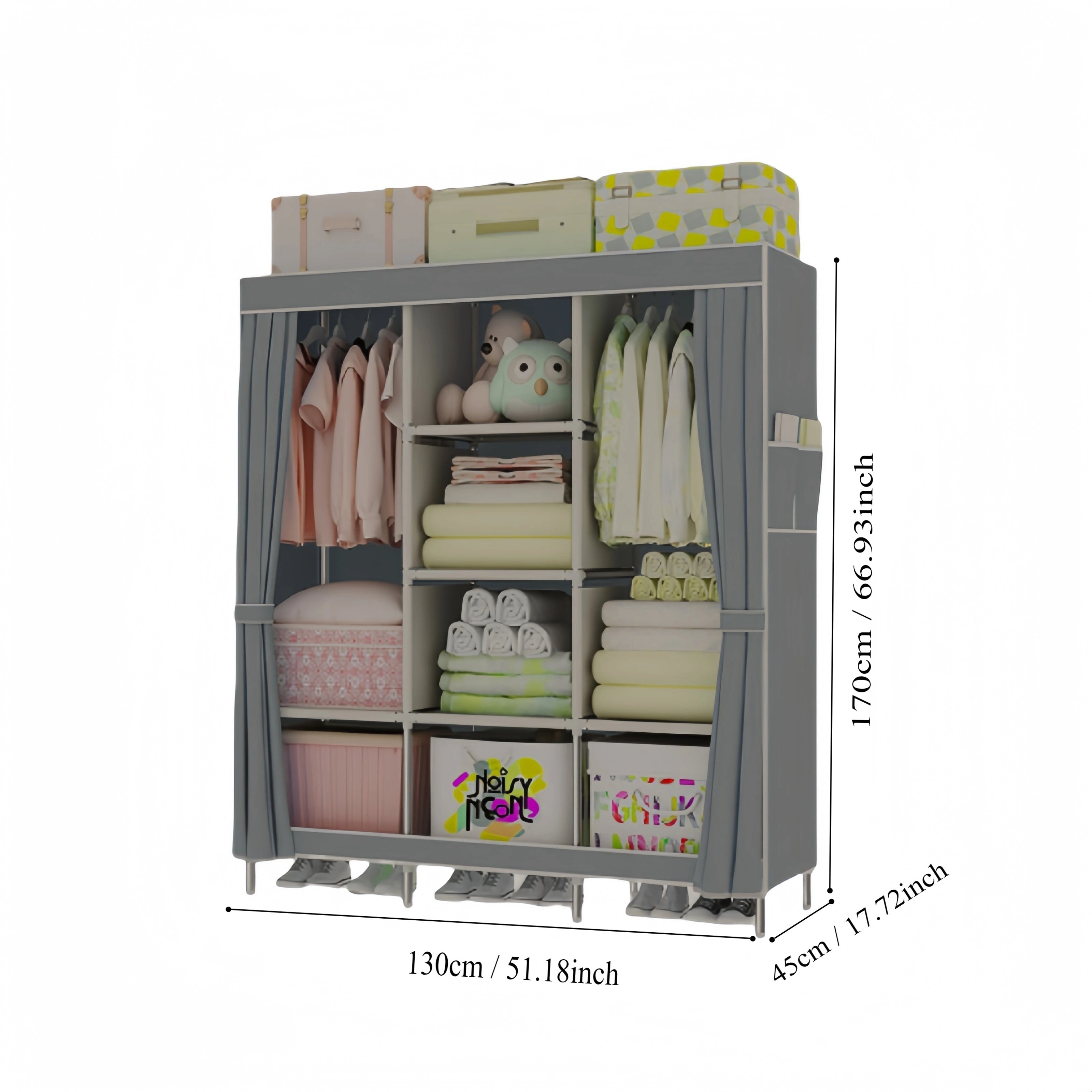 Portable Wardrobe Organizer with Durable Non-Woven Fabric, Sturdy and Easy to Assemble
