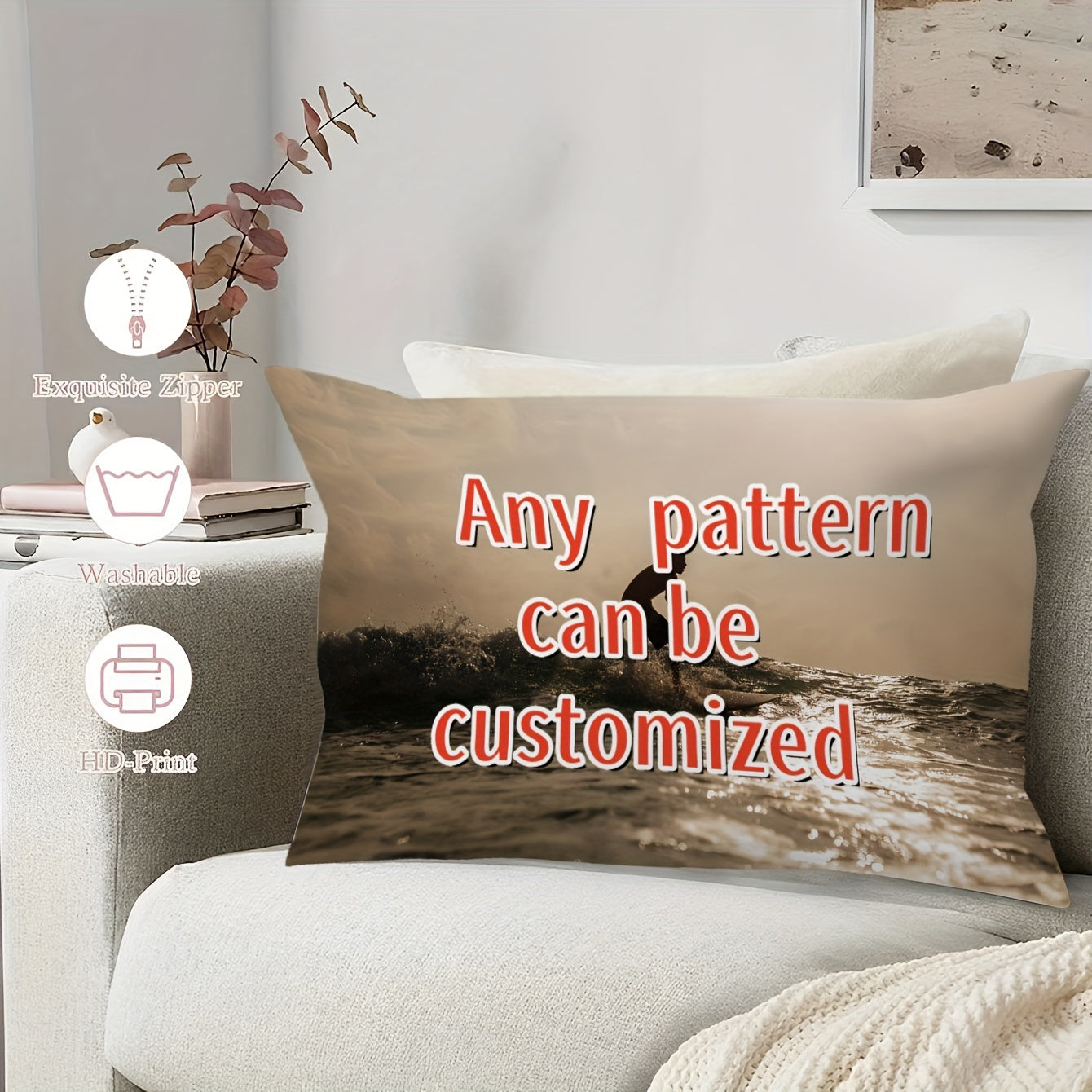 Personalized Double-Sided Plush Pillow Cover 30x50 cm for Home Decor Wedding Birthday Pet Memorial