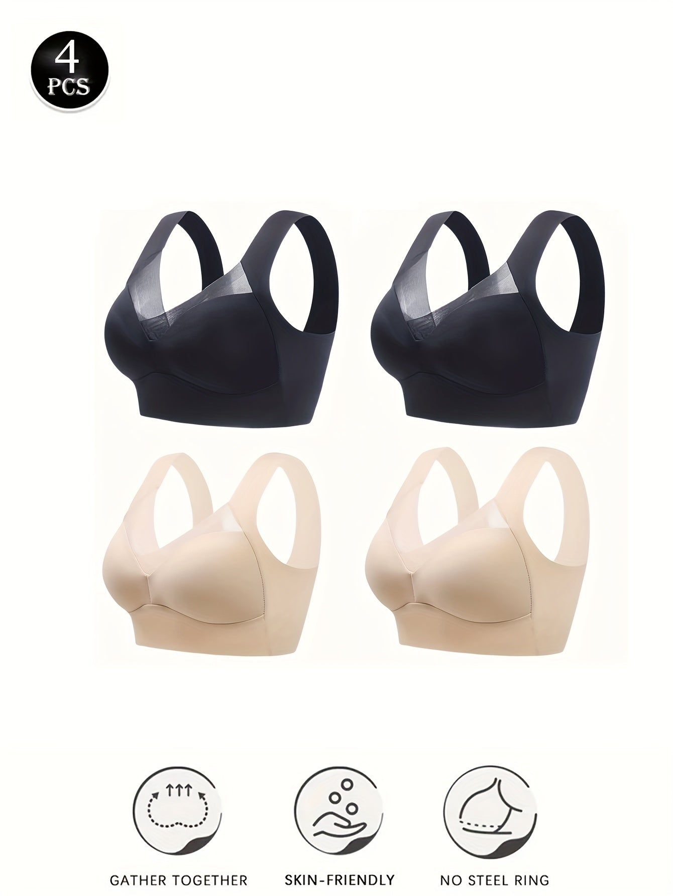 Women Wireless Full Coverage Bras Supportive Breathable Seamless Assorted Colors