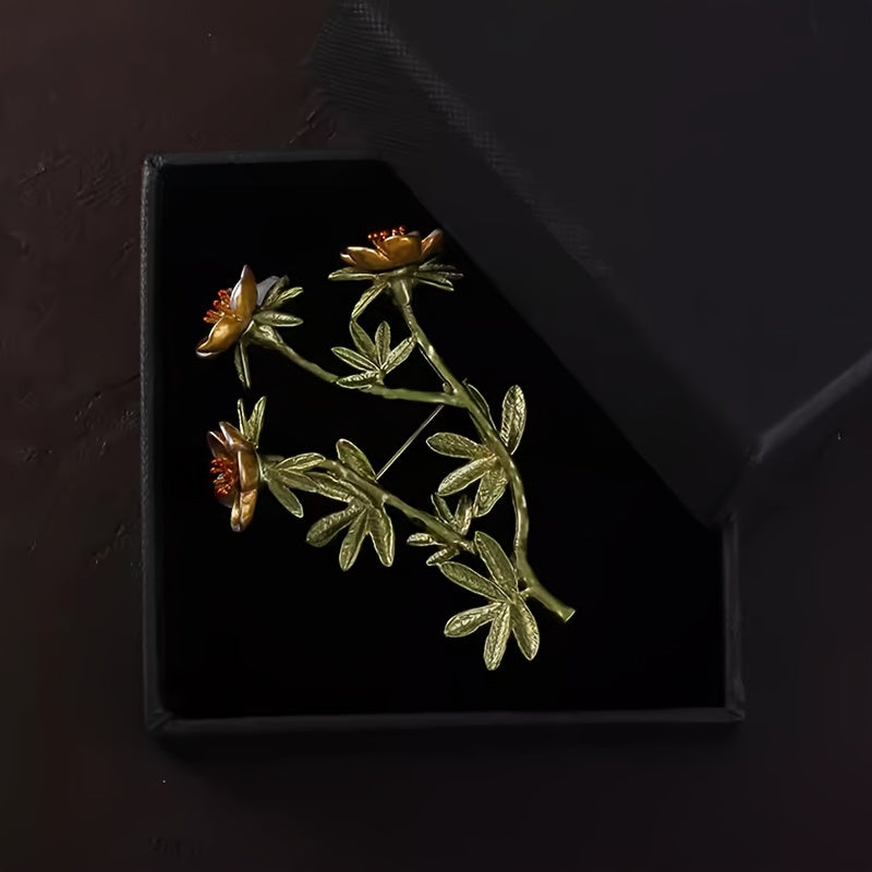 Vintage Floral Brooch with Roses Antique Metal Jewelry for Women