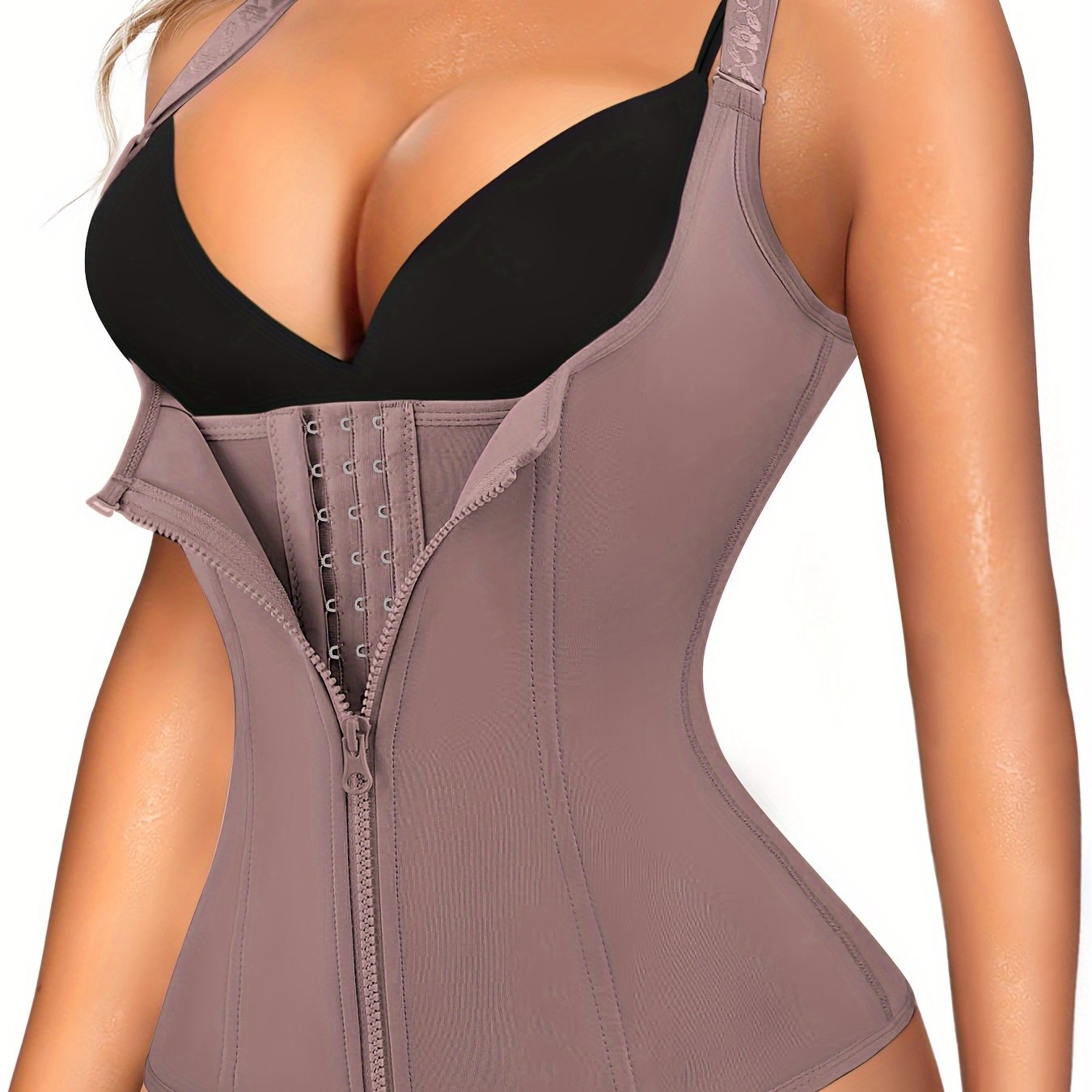 Women's Black Zipper Shaping Cami Top Tummy Control Waist Trainer