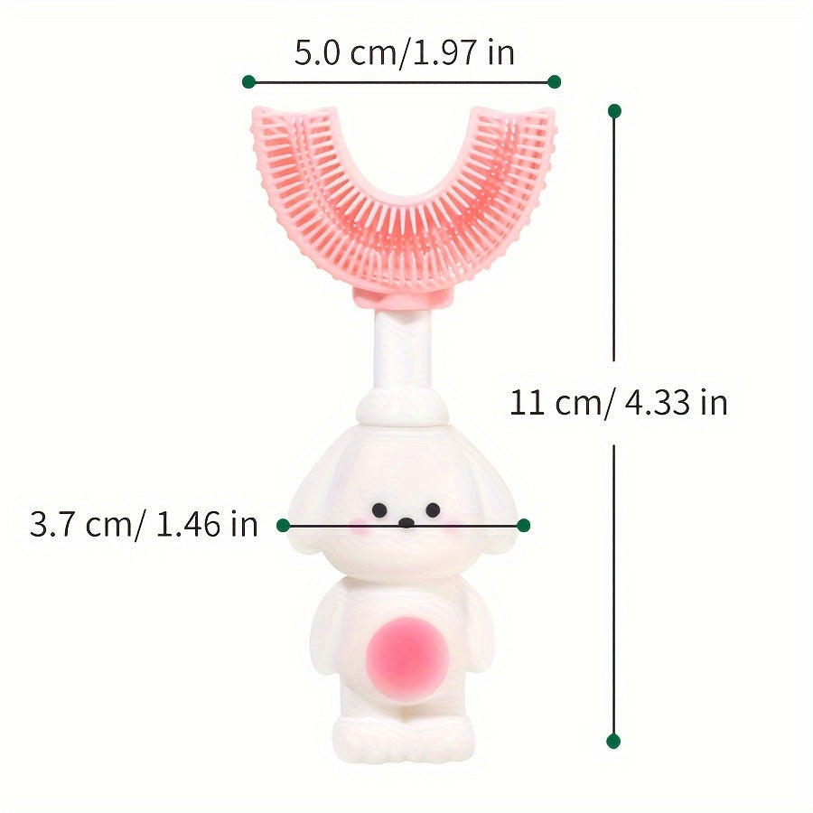 Kids Silicone U-Shaped Toothbrush for Children 3+ Durable Cartoon Dog Design