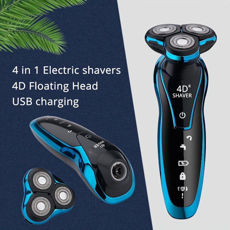 Portable USB Rechargeable Electric Shaver with Floating Head for Face and Nose Hair Trimming
