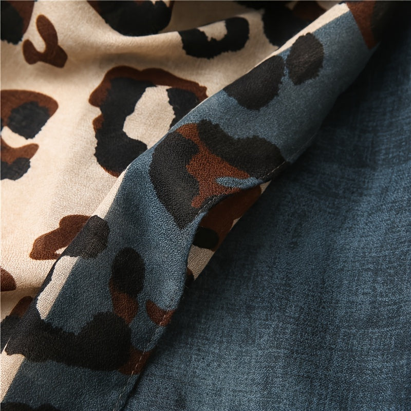 Brown Leopard Print Scarf for Women Soft Lightweight Boho Shawl Wrap