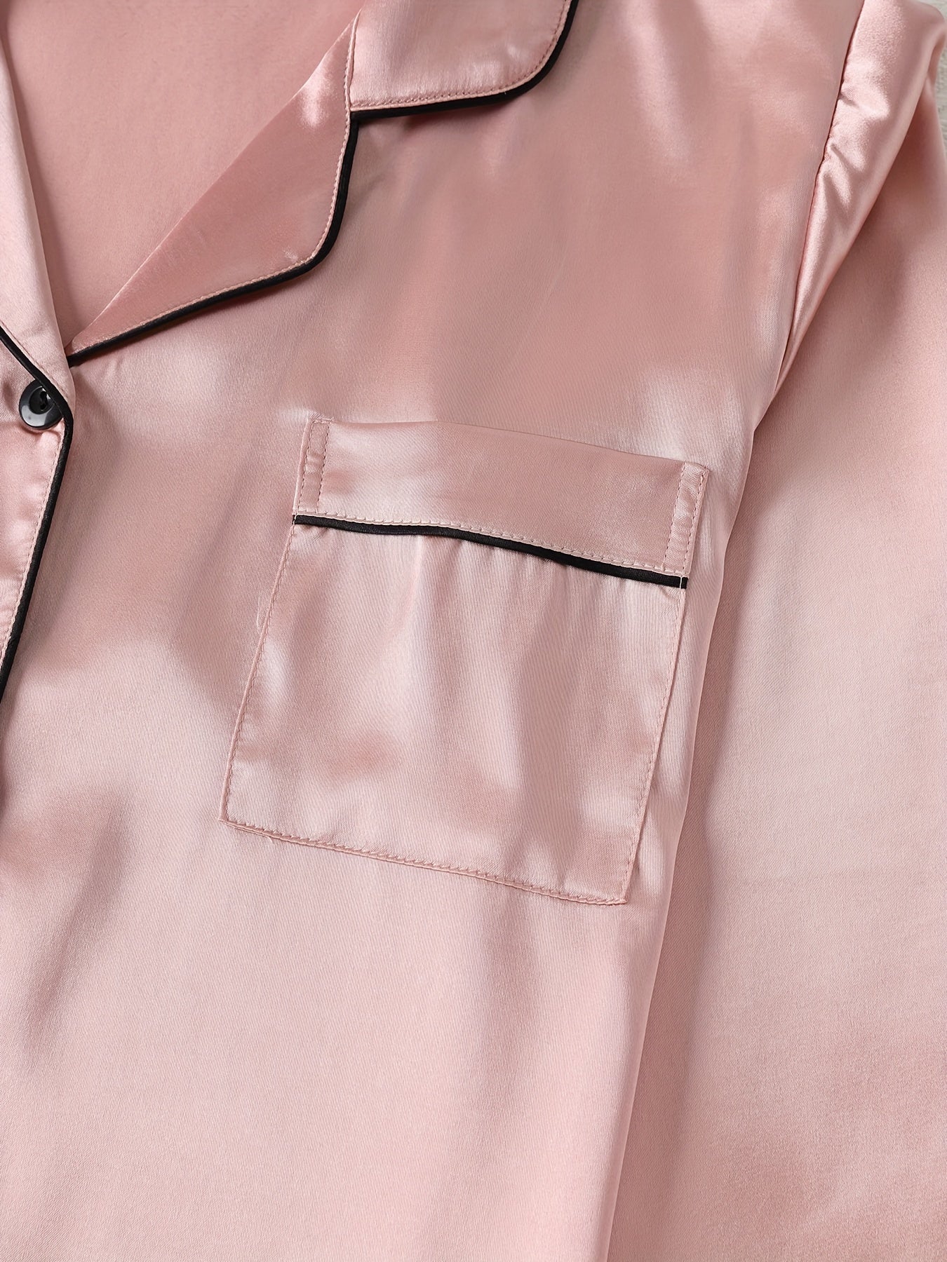 Women's Satin Pajama Set Long Sleeve Winter Solid Color Elastic Waist Lounge Sleepwear