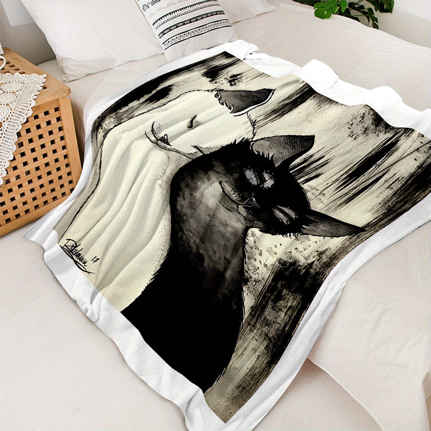 Black and White Cats Throw Blanket Flannel Fleece All-Season Cozy Sofa Bed Car Camping