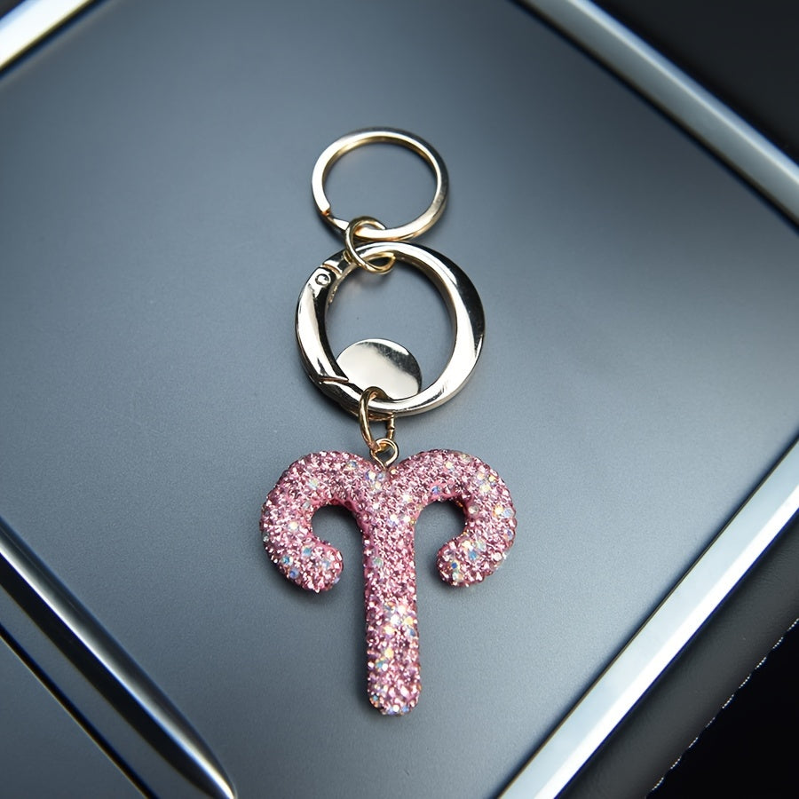 Llavero de resina rosa y metal con cristales para bolsos y mochilas