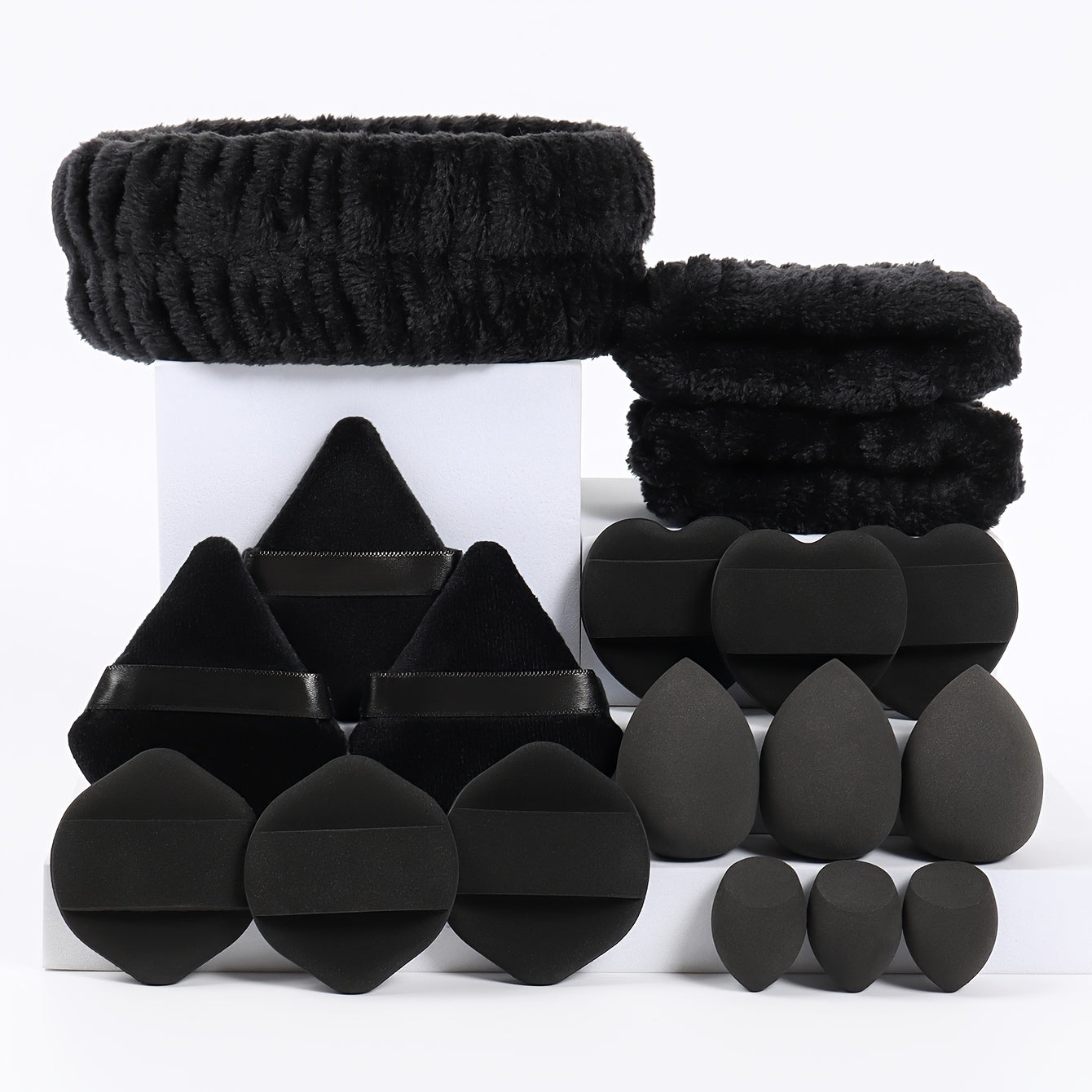 18-Piece Makeup Sponge and Brush Set with Puffs and Accessories for All Skin Types