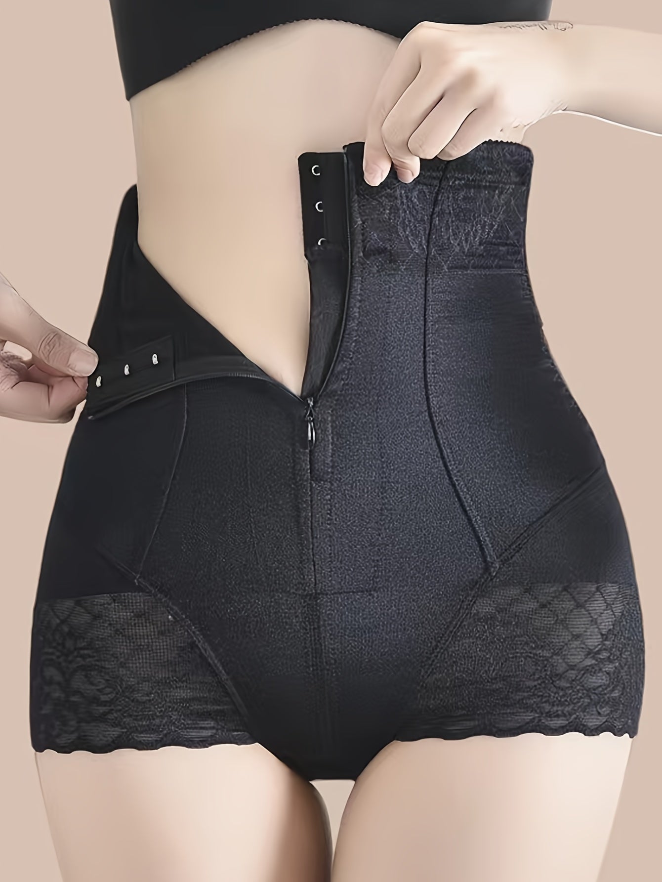 Women's Floral High-Waist Shapewear Briefs Tummy Control Spandex Polyamide