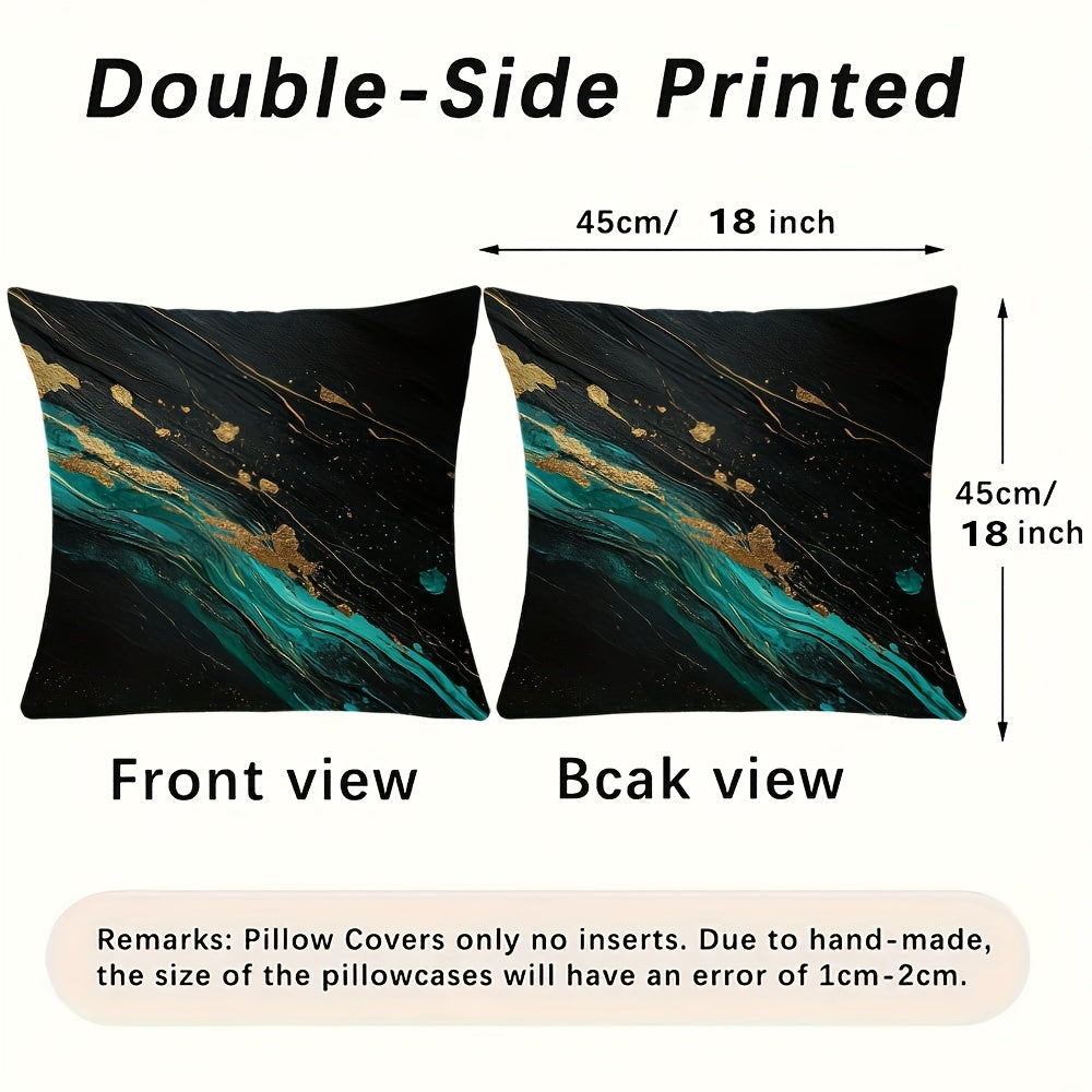 Cyan Paint Streaks Double-Sided Pillow Cover for Christmas Winter Easter Farmhouse Decor