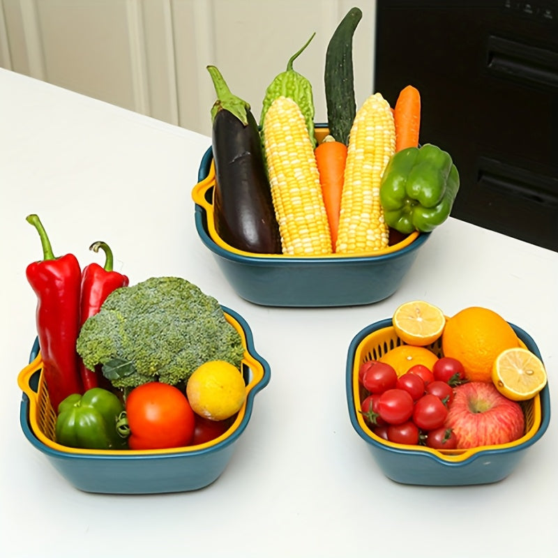 Kitchen strainer with double drain basket 6 pieces for household and restaurant use