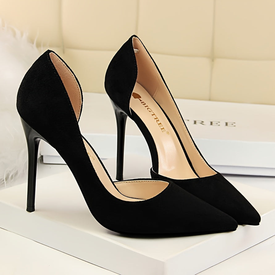 Women's Black Stiletto Heels Pointed Toe Ultra-High Thin Heel Dress Shoes